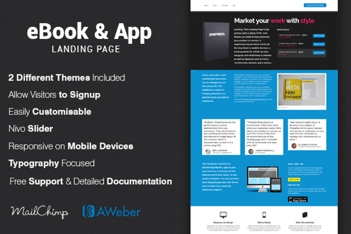 eBook & App Seller Landing Page, an App Template by DesignedByBen