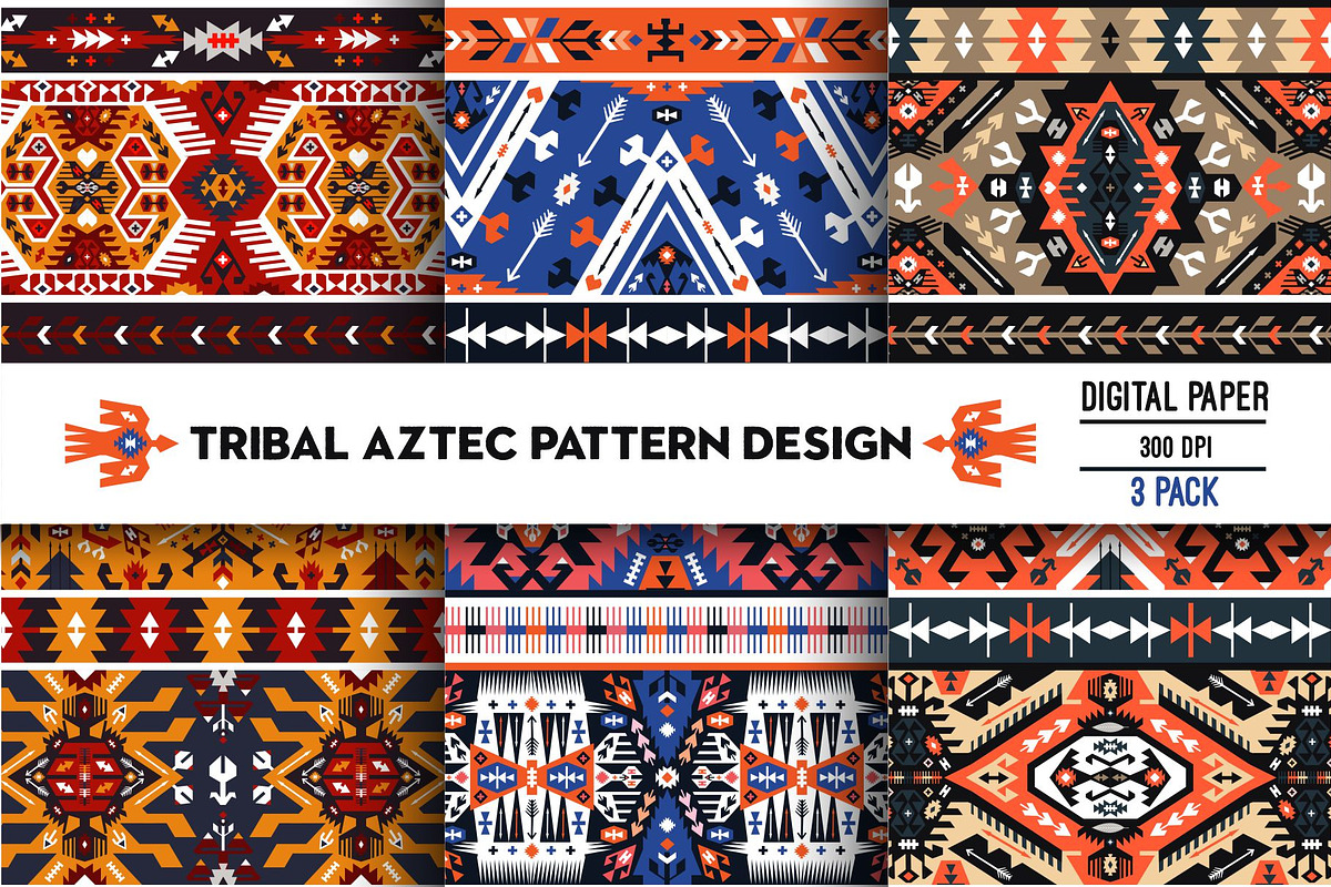 Decorative Tribal Aztec Pattern, a Pattern Graphic by tomuato (Photo 1 of 4)
