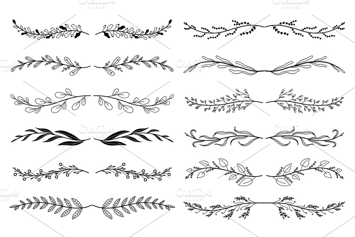 Hand Drawn Floral Dividers Pack, a Decorative Illustration by alexdndz (Photo 6 of 6)