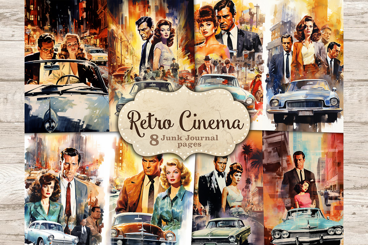 Retro Cinema Junk Journal Pages, a Person Illustration by GlamArtZhanna (Photo 1 of 9)