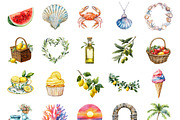 Watercolor Italian Summer Clipart, an Illustration by Design Market (Thumbnail 3 of 3)
