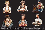 Barista Watercolor Cliparts, a Person Illustration by RobertsArt (Thumbnail 5 of 7)