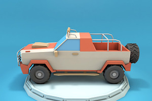 Cartoon Jeep SUV Low Poly 3D Model