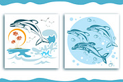 Dolphins and the sea. Vector art., an Animal Illustration by Kopirin (Thumbnail 3 of 6)