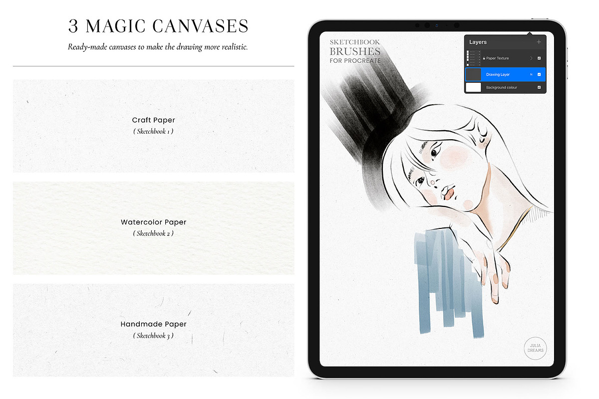 Sketchbook Procreate Brushes, a Brush Add-On by Julia Dreams