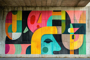Colorful street art display showcasi, a Photo by Iftikhar Alam