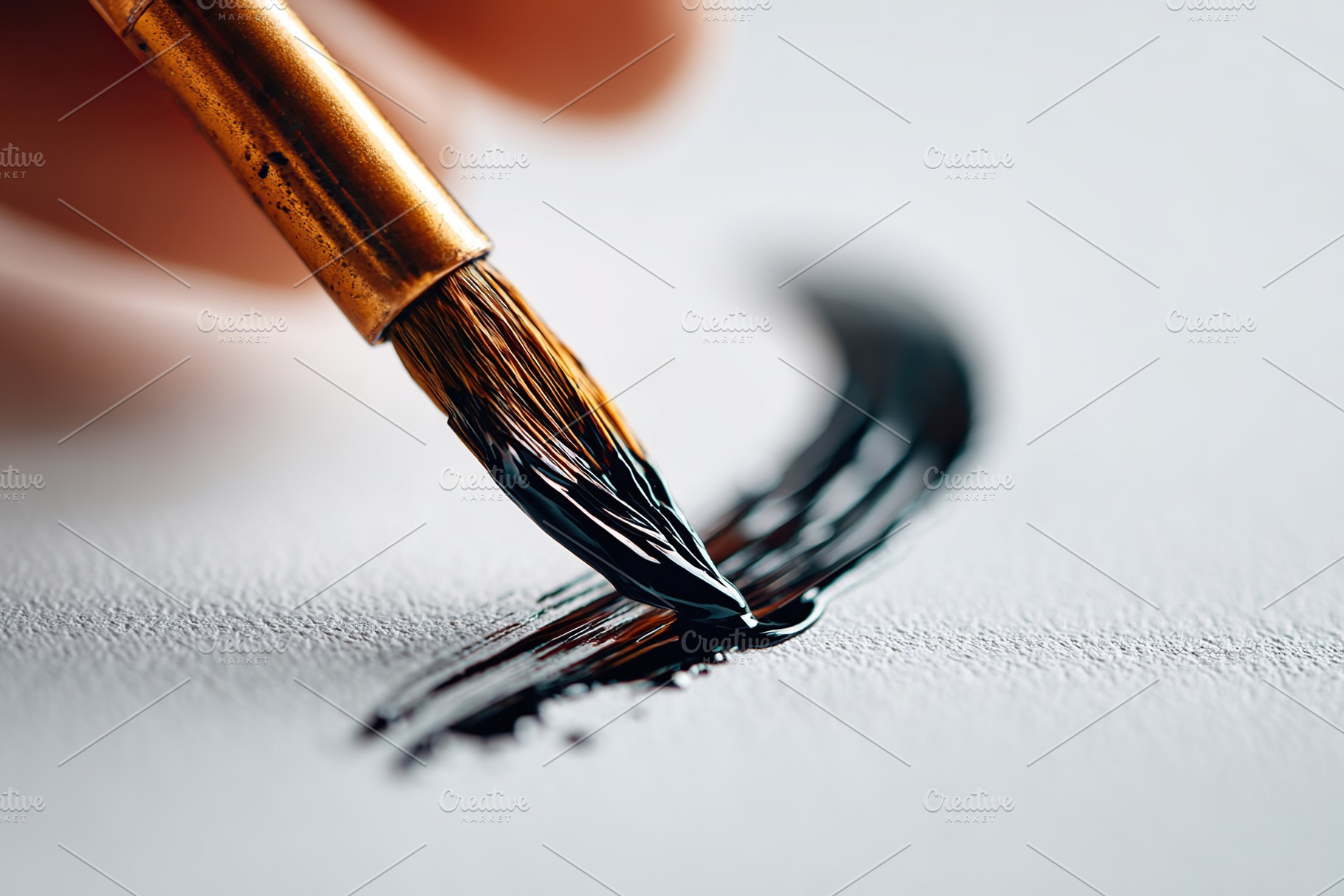 Creative brush stroke application on textured paper for artistic expression and, a Photo by AlyaAnd