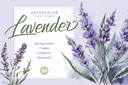 Watercolor Lavender clipart., a Decorative Illustration by Irena Matiash shop (Thumbnail 1 of 5)
