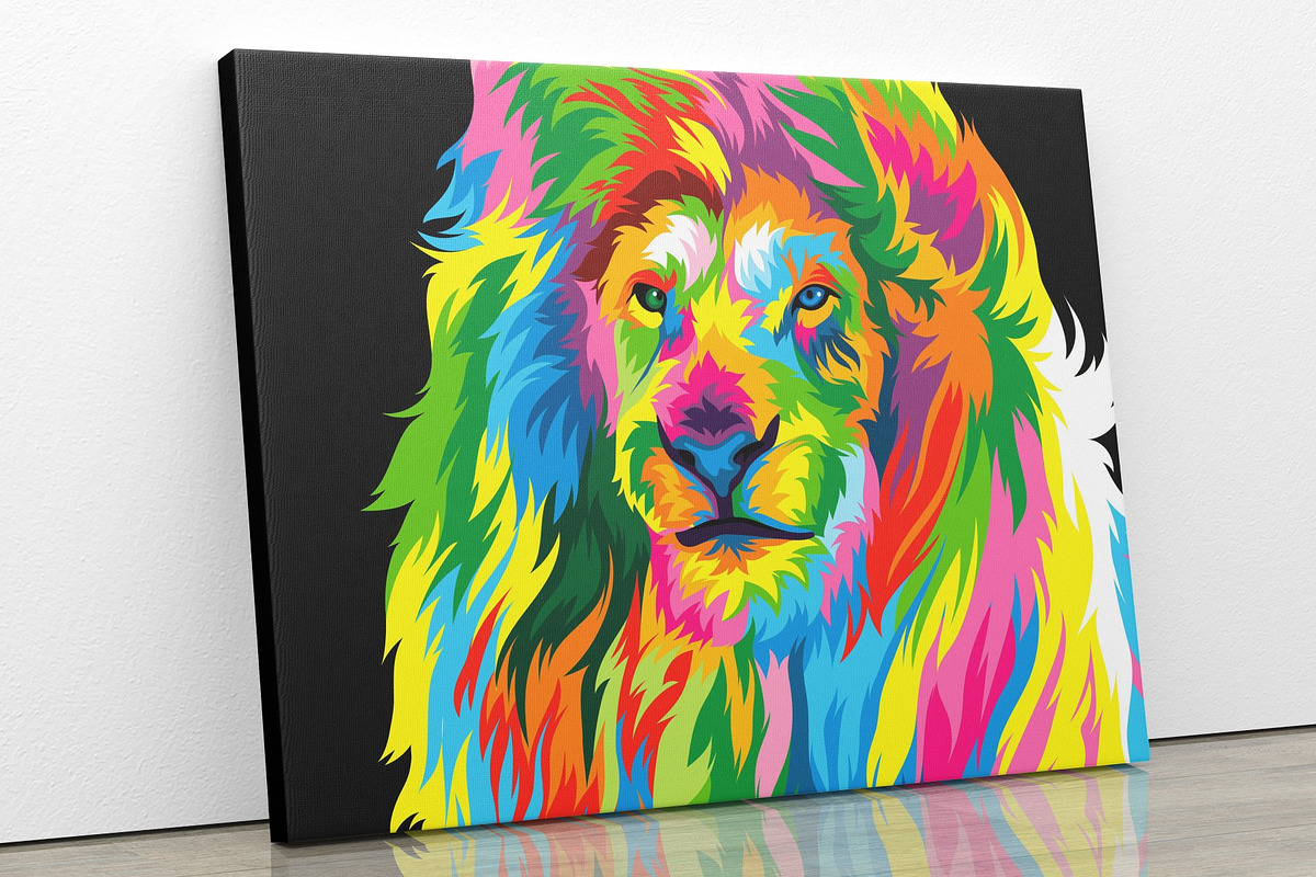 Lion colorful popart vector artwork, an Animal Illustration by weervector