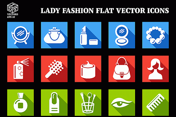 Lady Fashion Flat Vector Icons preview 2