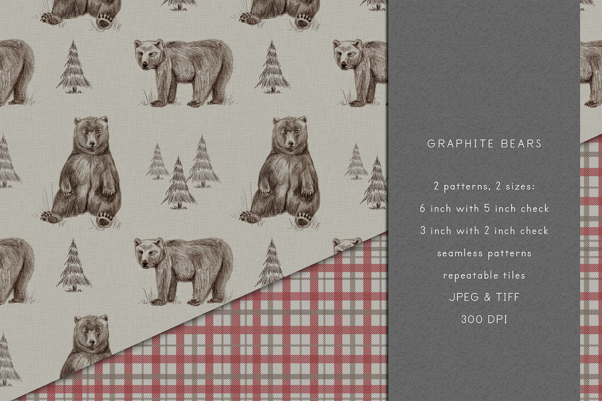 Graphite Bears Seamless Pattern, a Pattern Graphic by Tatra Cottage Designs (Photo 1 of 5)