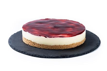 Slice of cheesecake with strawberries isolated on white background, a Food & Drink Photo by etorres69