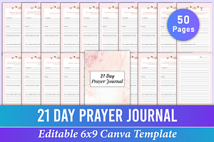 Editable 21-Day Prayer Journal Canva