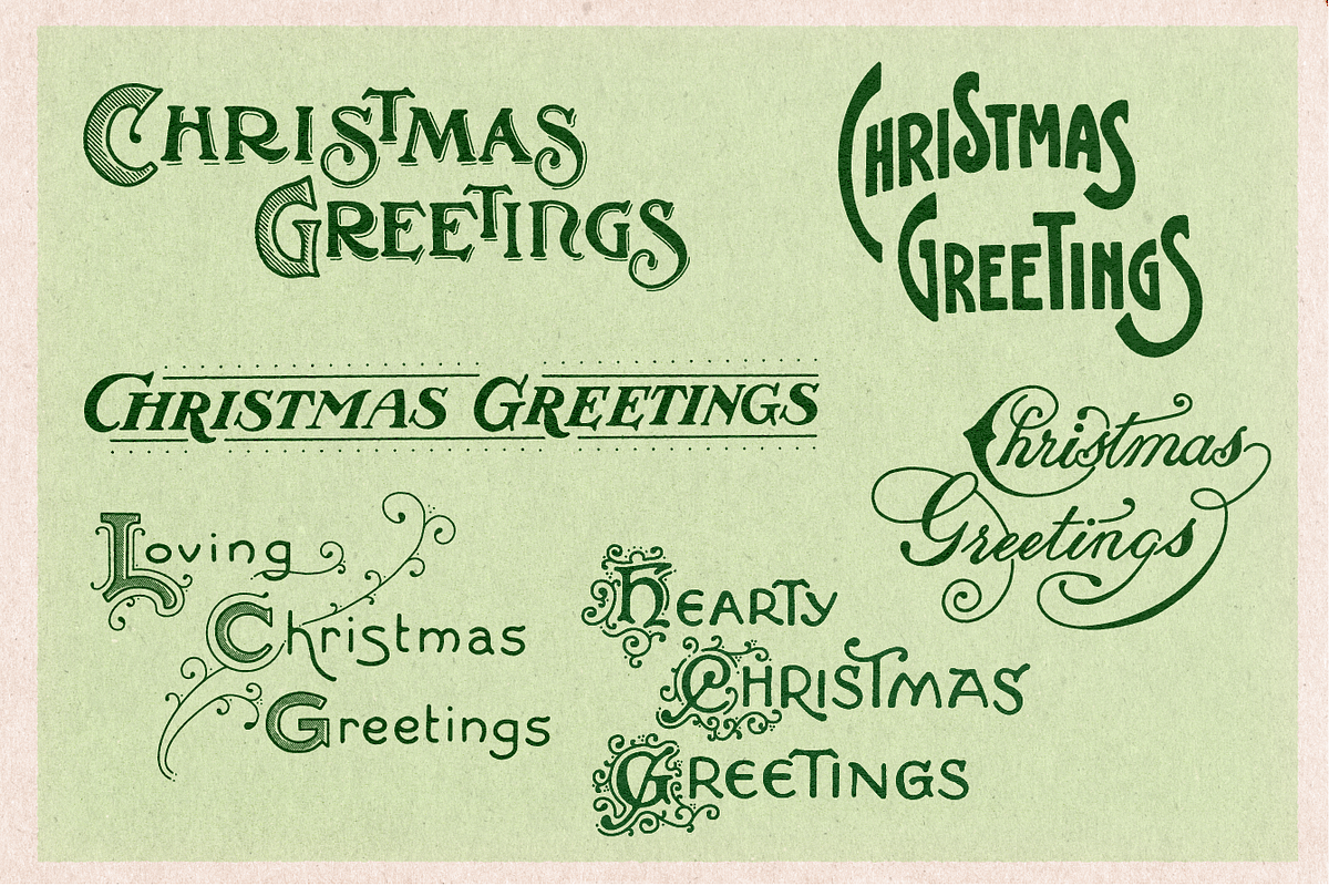 Vintage Christmas Lettering #1, a Seasonal Illustration by JoshuaRed Design (Photo 2 of 8)