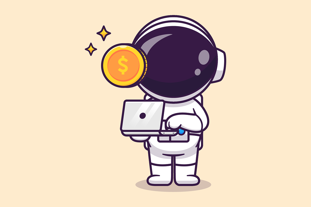 Cute Business Astronaut With Laptop, a Technology Illustration by Catalyst Labs