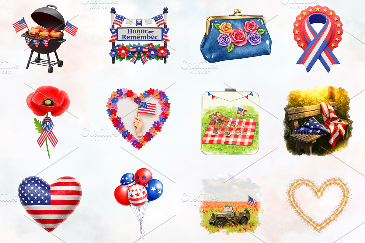 Memorial Day Sublimation Clipart, an Illustration by RobertsArt (Photo 3 of 7)