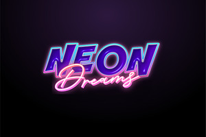 Neon Dreams - Editable Text Effect, a Layer Style Add-On by designvectx