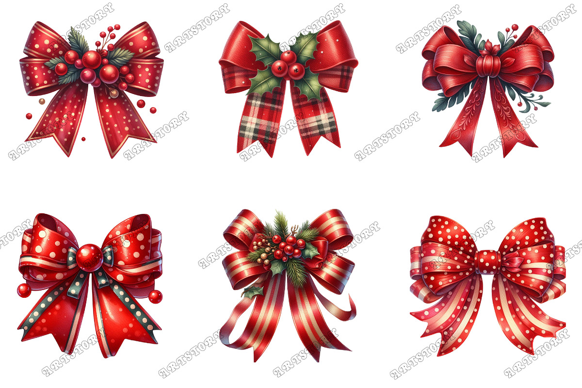 Red Coquette Christmas Bow Bundle, an Illustration by designcity5 (Photo 2 of 5)