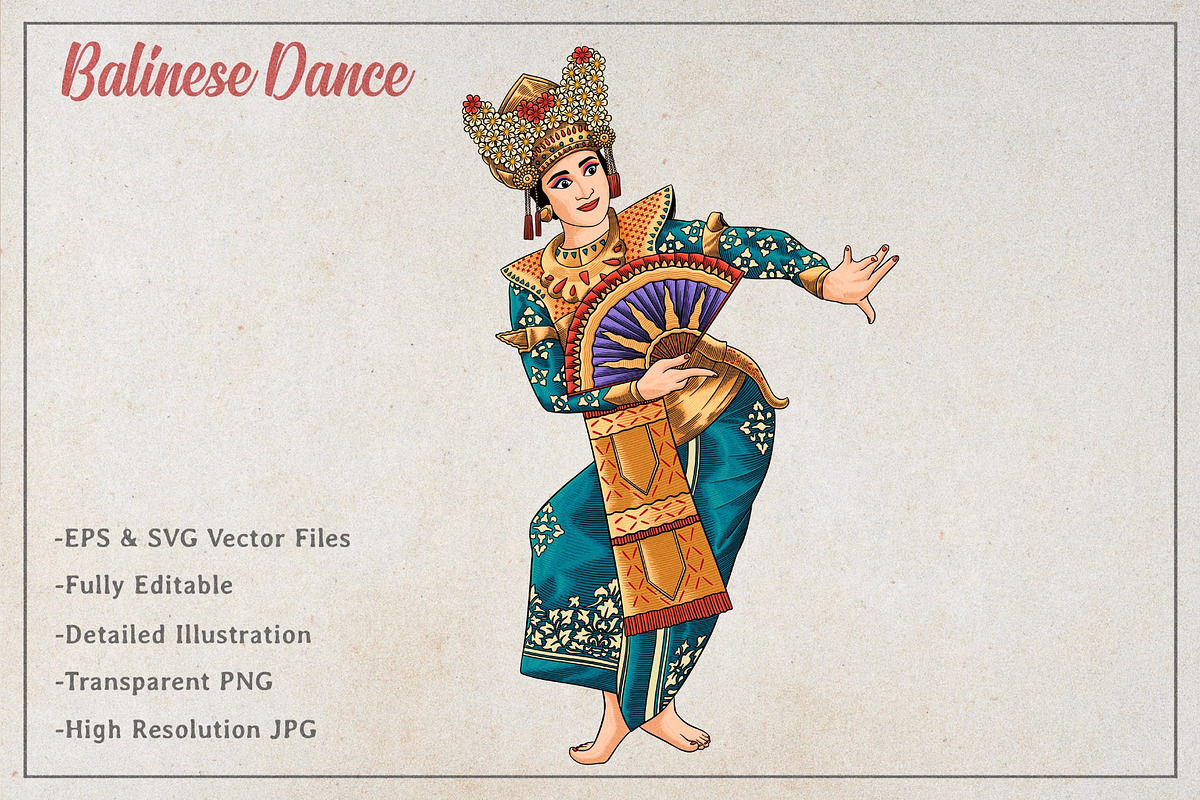 Balinese Dancer Vector Art, a Person Illustration by Kusumaillustration (Photo 2 of 6)