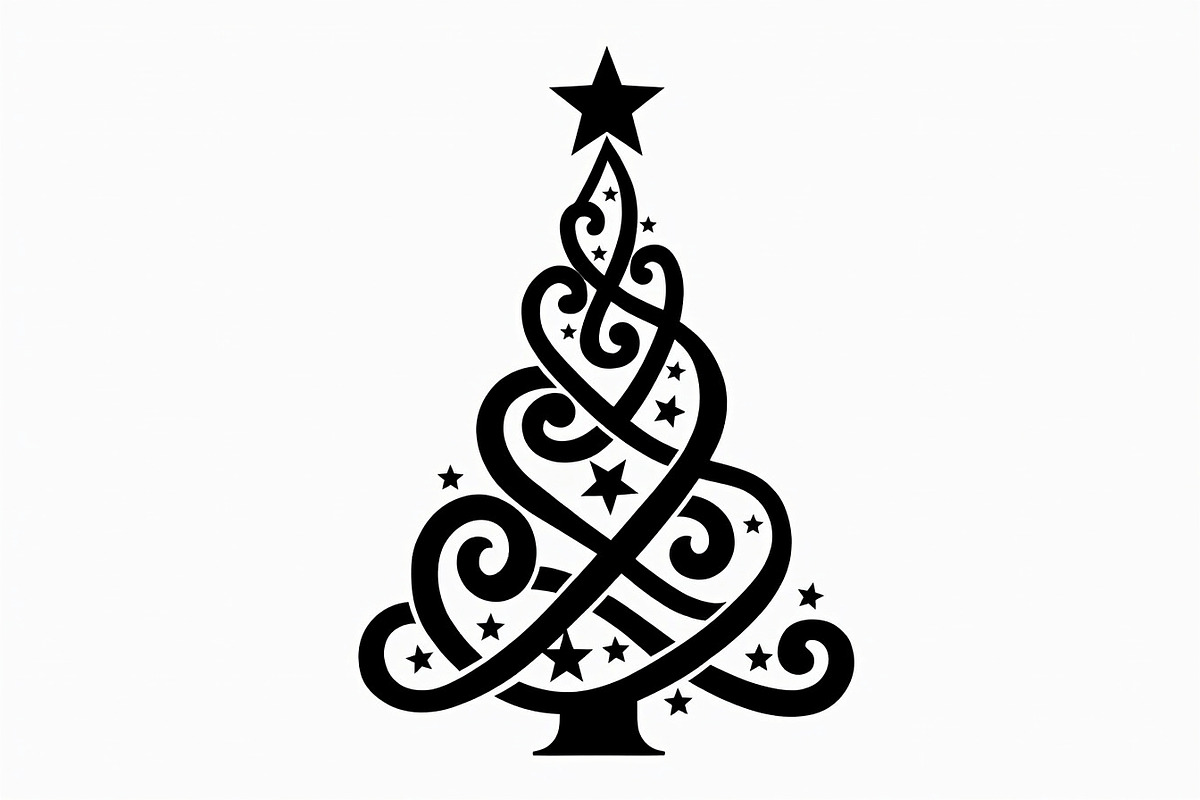 Festive Swirl Xmas Tree Bundle, an Illustration by yasushie (Photo 2 of 21)