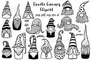 Doodle Gnomes Clipart