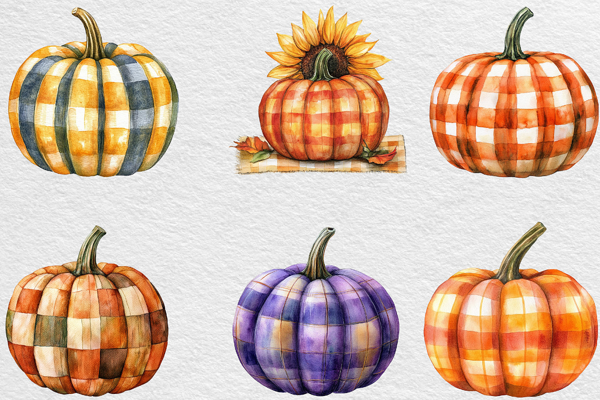 Plaid Pumpkin Clipart, an Illustration by Black Bird Studio (Photo 4 of 6)