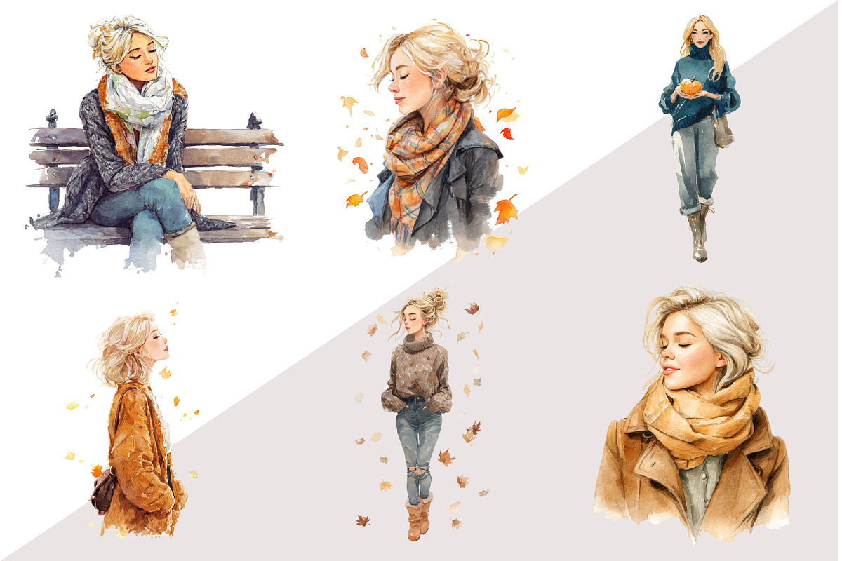 Cozy Autumn Fashion Blonde Women, an Illustration by Design Market (Photo 2 of 3)
