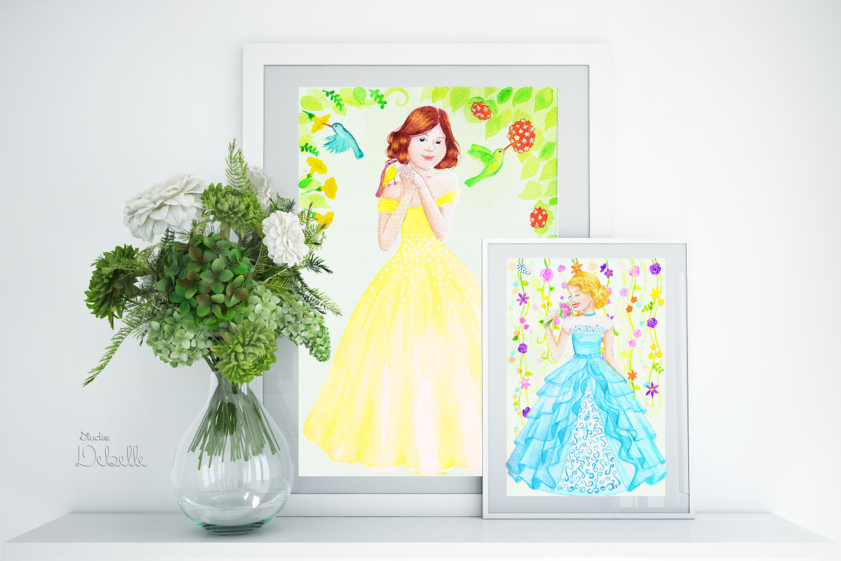 Lovely Princess watercolor clipart, an Illustration by Studio Debelle (Photo 5 of 5)