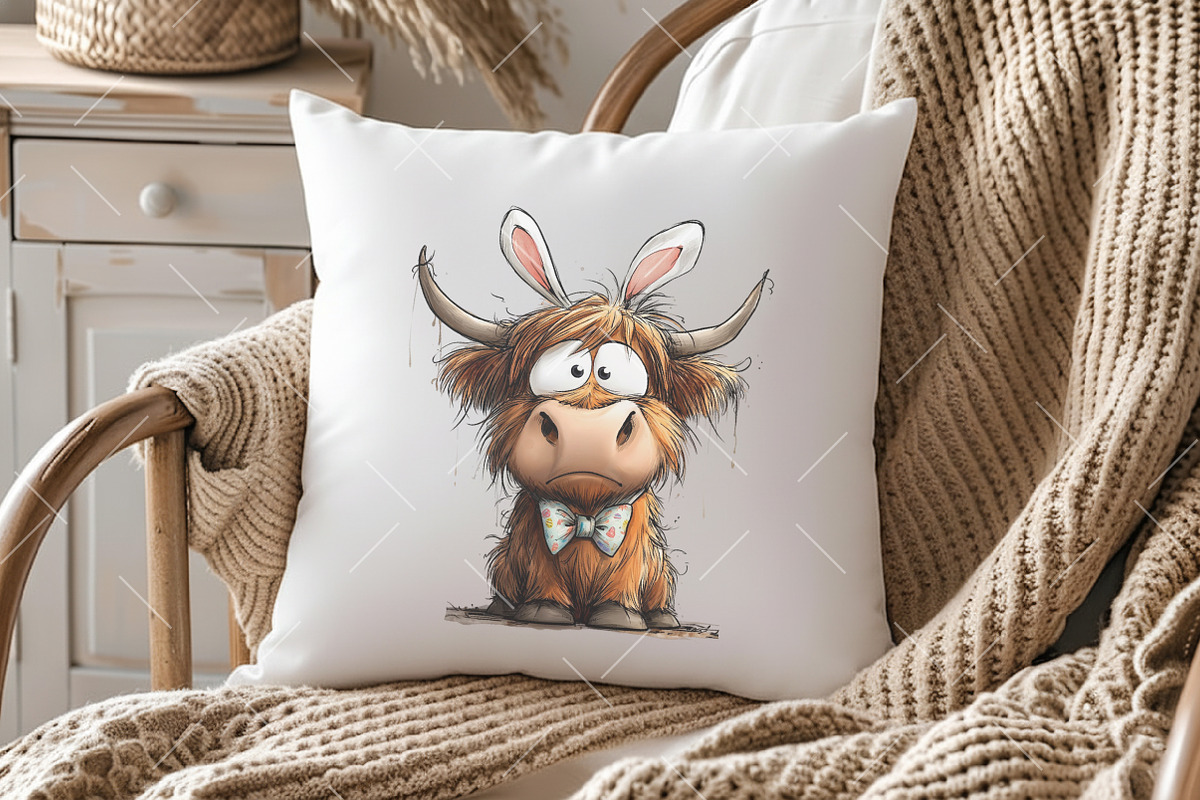 Whimsical Easter Highland Cow Clipar, an Illustration by OK Design (Photo 4 of 6)