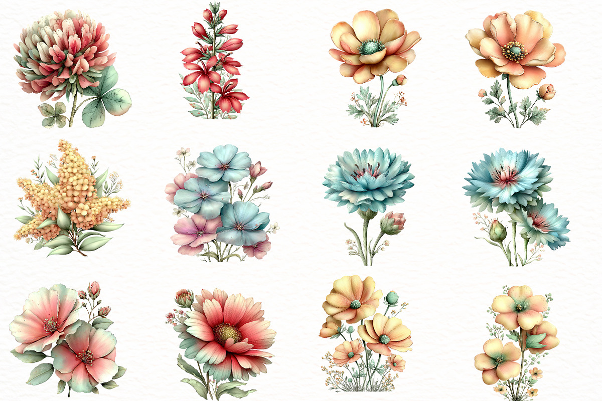 Whimsical wildflower Clipart, an Illustration by Designworld (Photo 4 of 8)