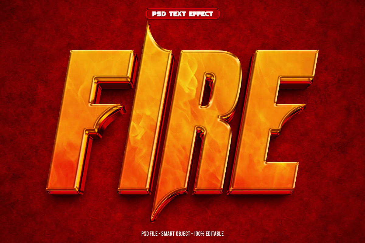 Fire 3D editable text effect, a Layer Style Add-On by Hello Muh (Photo 1 of 2)