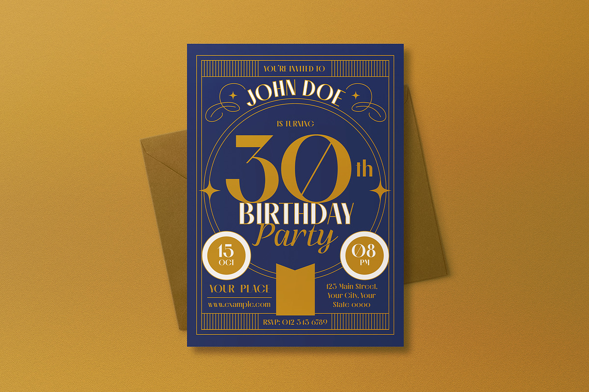 Art Deco 30th Birthday Invitation, an Invitation Template by graphicook (Photo 2 of 3)