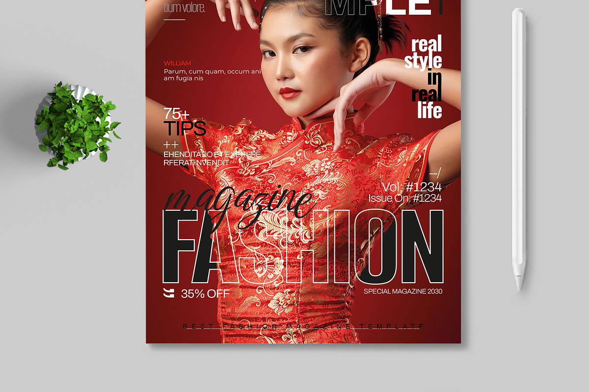 Fashion Magazine Cover Template, a Magazine Template by MightyDesign (Photo 3 of 8)