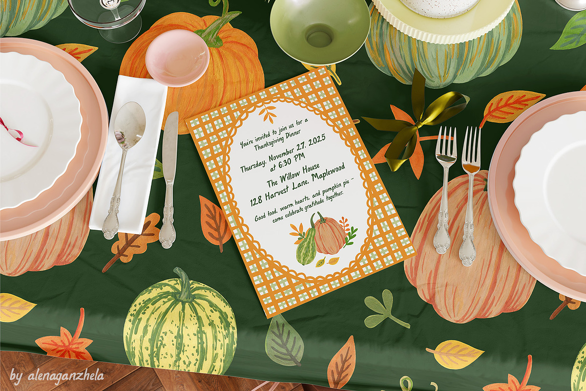 Hello PUMPKIN gouache whimsical set, a Seasonal Illustration by alenaganzhela (Photo 2 of 10)