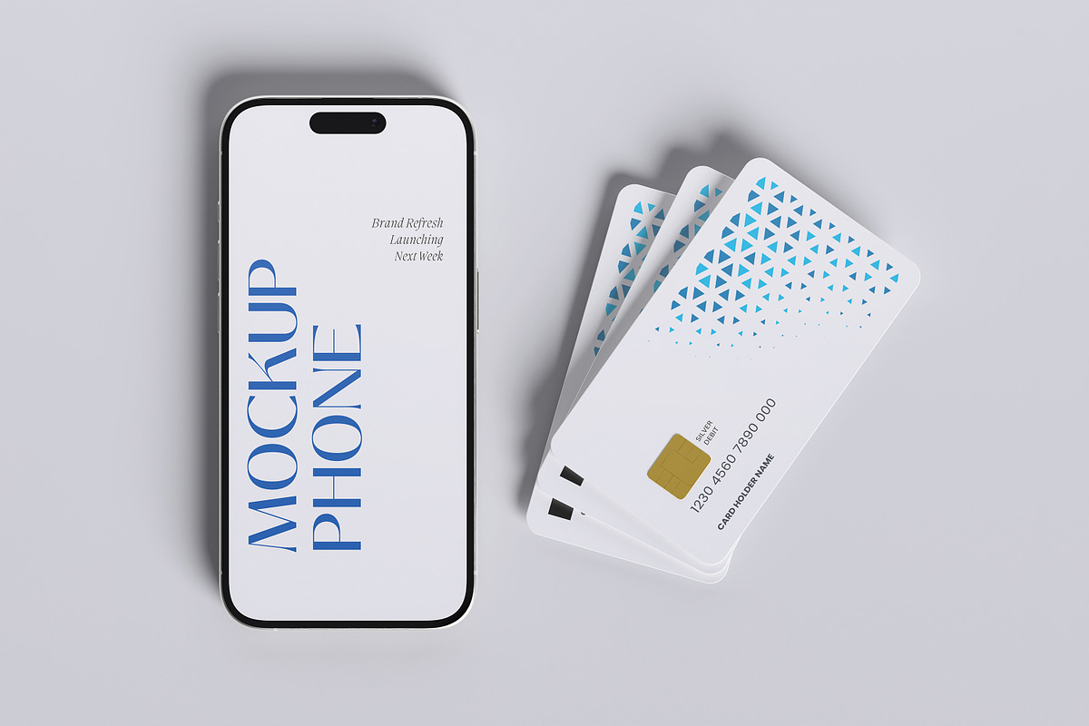 Phone with Credit Card Mockup, a Card Template by graphicstory (Photo 3 of 9)