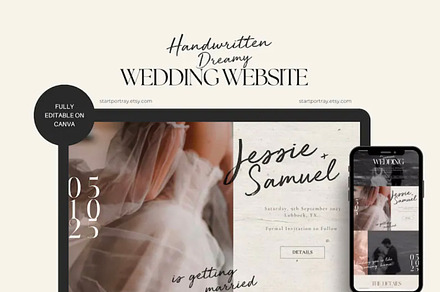Canva Wedding Website Template RSVP, a Landing Page Template by Ivyandpalette