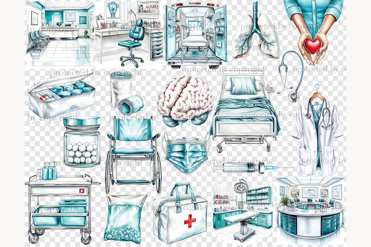 Medical Clipart Set | Nurse & Doctor, a Work Illustration by GlamArtZhanna (Photo 6 of 8)