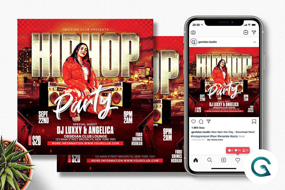 Hiphop Party Flyer Template, a Flyer Template by Geelator Studio
