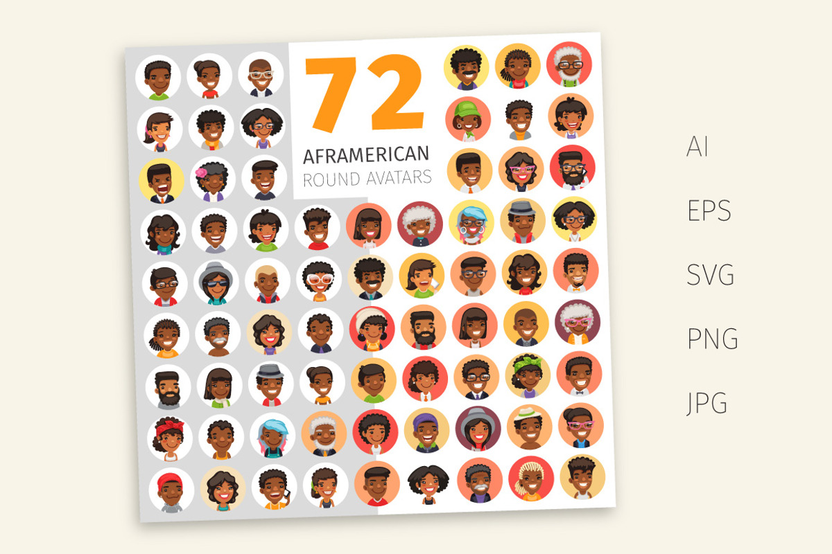 African American Round Avatars, an Emoji Icon by Voysla's Shop (Photo 2 of 4)