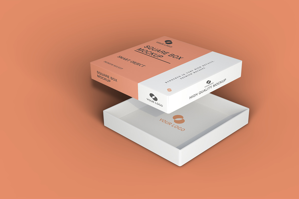 Square box mockup design, a Packaging Mockup by Raihan Rahman (Photo 7 of 14)