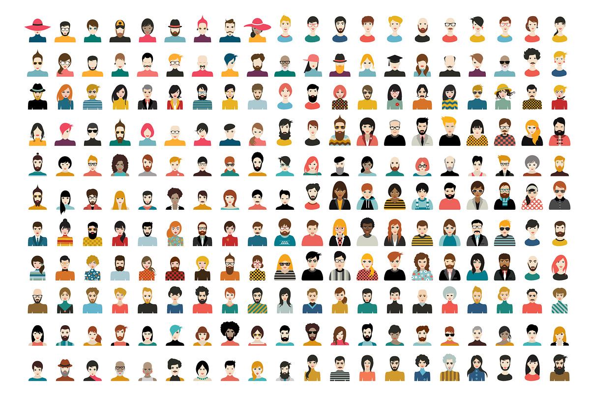 Mega set of avatars, woman, man head, a Graphic by VectorAN