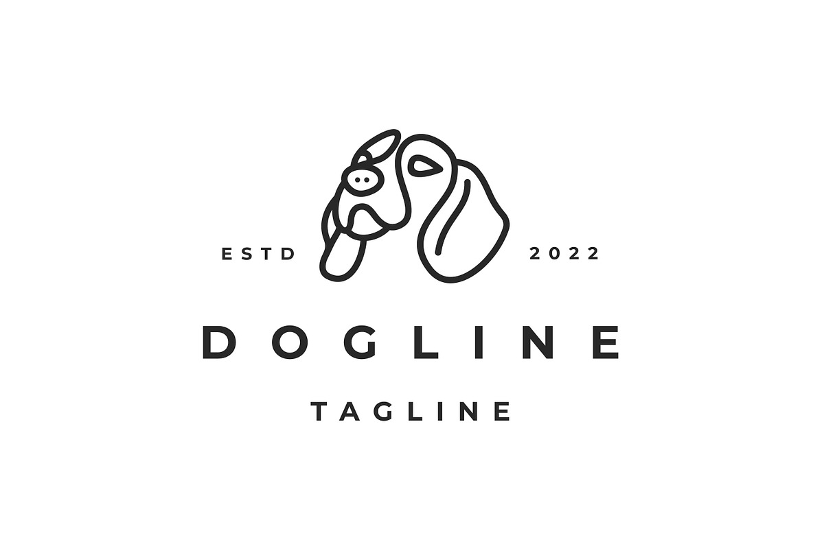 Simple Line art Dog Head Logo, a Branding & Logo Template by Weasley99Store