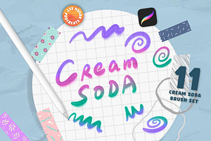 11 Cream Soda Procreate Brush Set, a Brush Add-On by itefan Studio