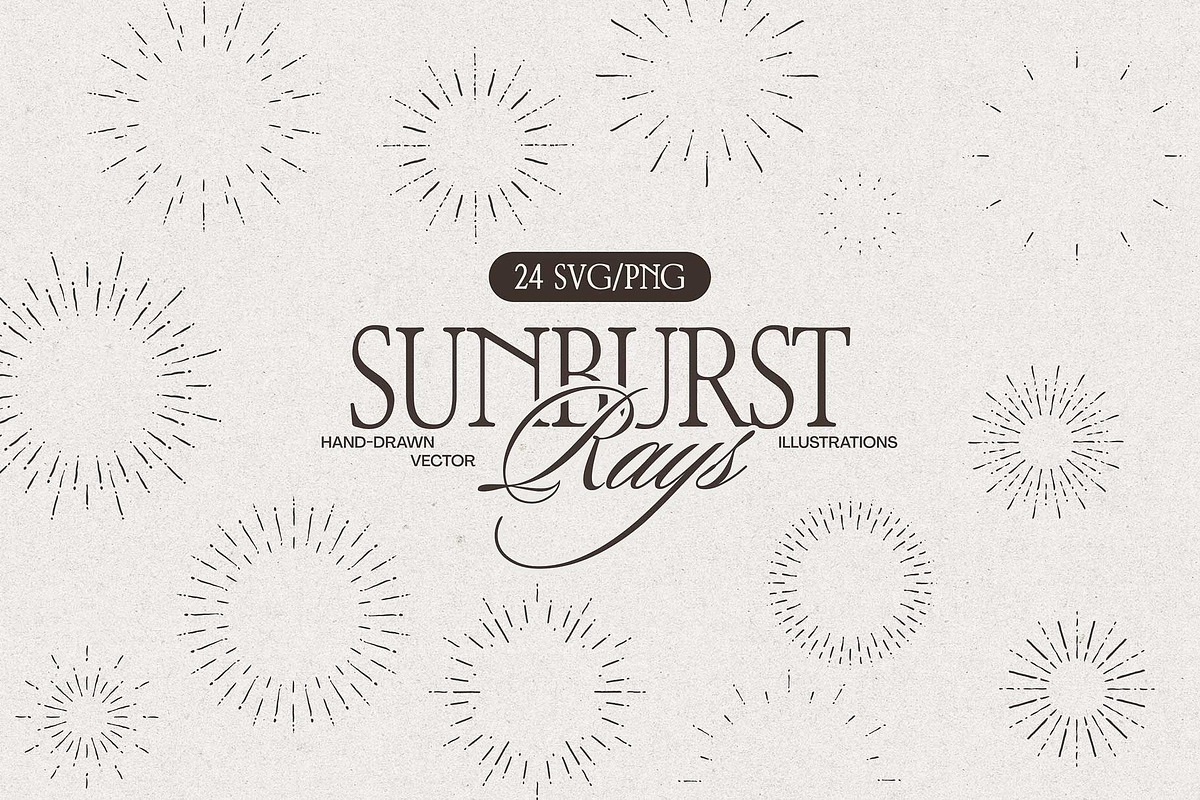 Vintage Sunburst Rays Collection, a Decorative Illustration by TheMountBirdStudio (Photo 1 of 5)