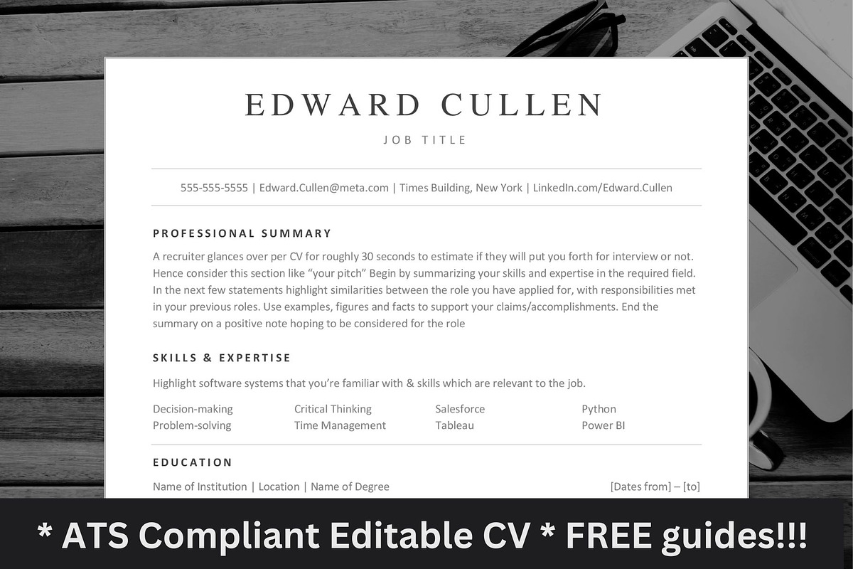 Minimalist ATS system optimised cv, a Resume Template by The Career Lab (Photo 1 of 11)