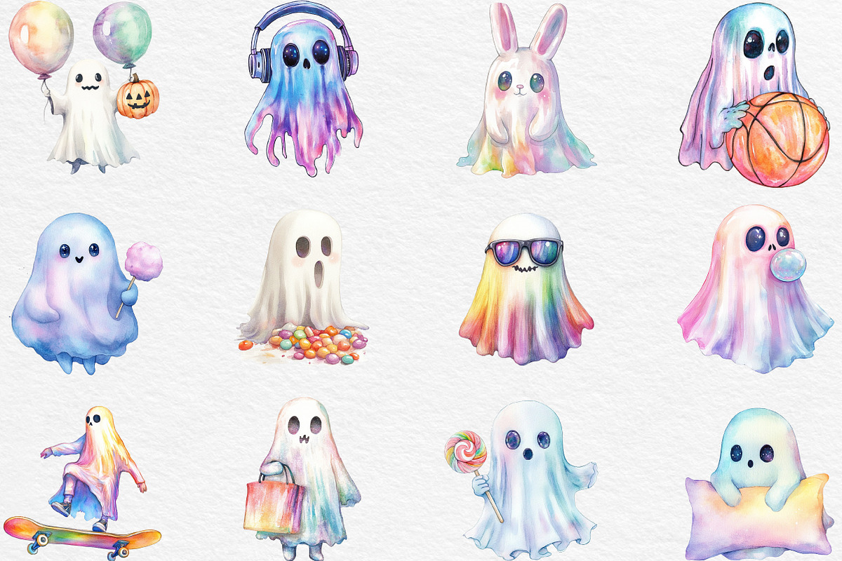Funny Halloween Ghost Iridescent, an Illustration by Black Bird Studio (Photo 4 of 6)