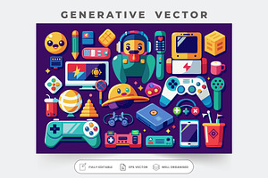 A vibrant assortment of gaming colle, a Graphic by Iftikhar Alam