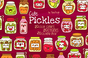 Cute Kawaii Pickles Jars Characters, an Object Illustration by Palau (Thumbnail 1 of 12)