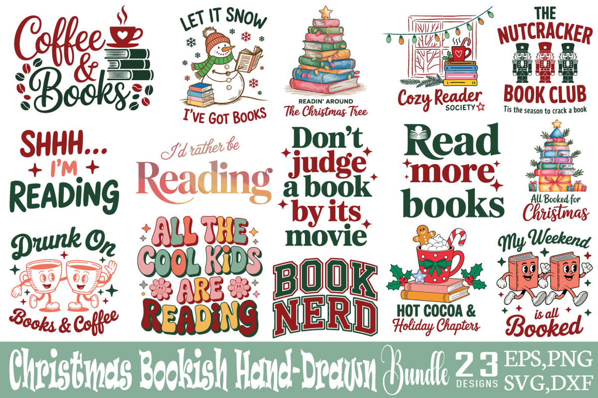 Christmas Bookish Hand-Drawn Svg Bun, an Object Graphic by DollarSmart (Photo 1 of 4)