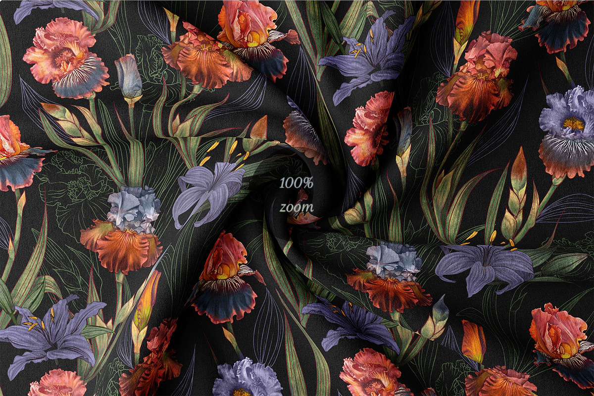 Lilies and Irises, flowers pattern, a Pattern Graphic by Yana Dobrik (Photo 6 of 10)